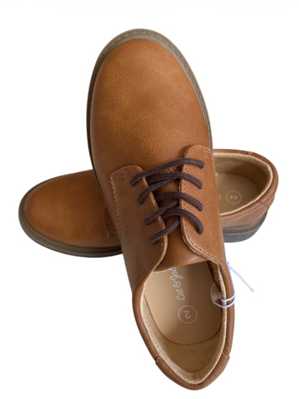 Cat & Jack Tan Lace Up Loafers NWT Size 2